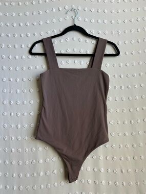 Nuuds Square Neck Tank Sleeveless Bodysuit Sz S Coffee Brown